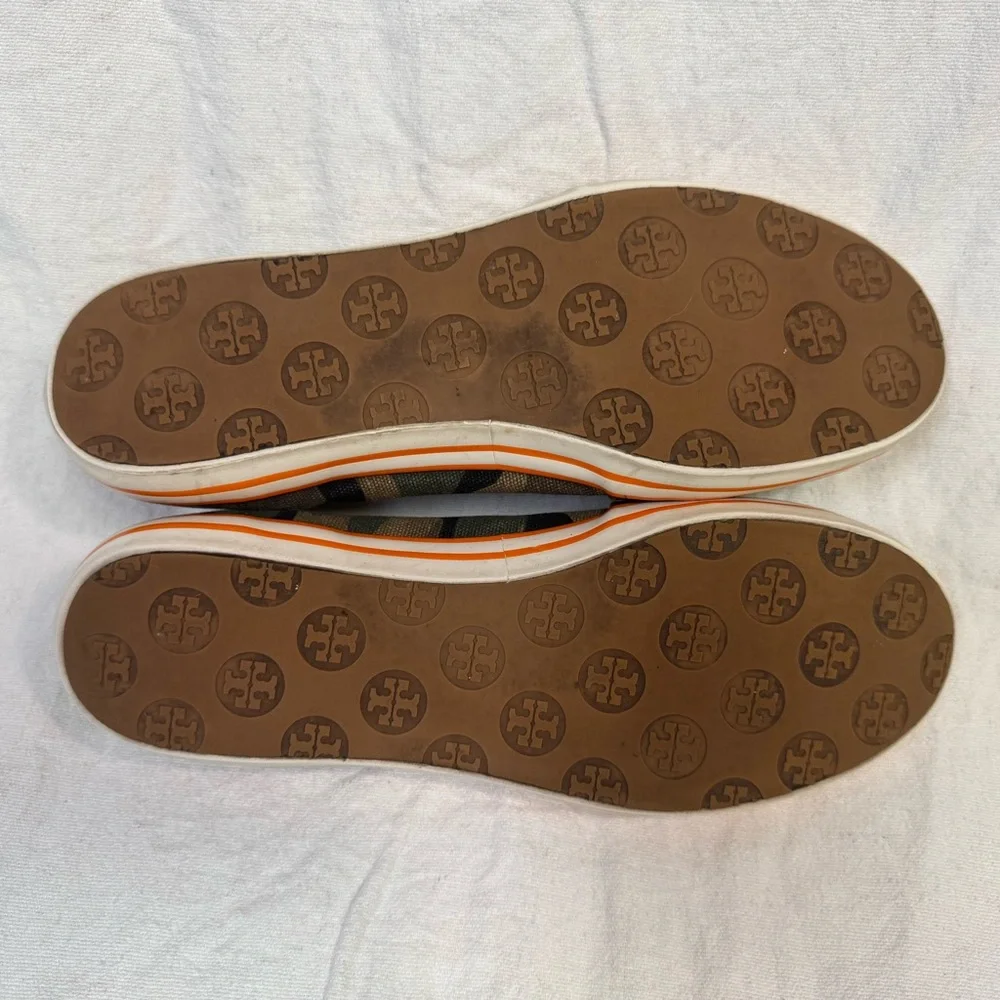 Tory Burch Reva Camouflage and Orange Loafers - Picture 8 of 14